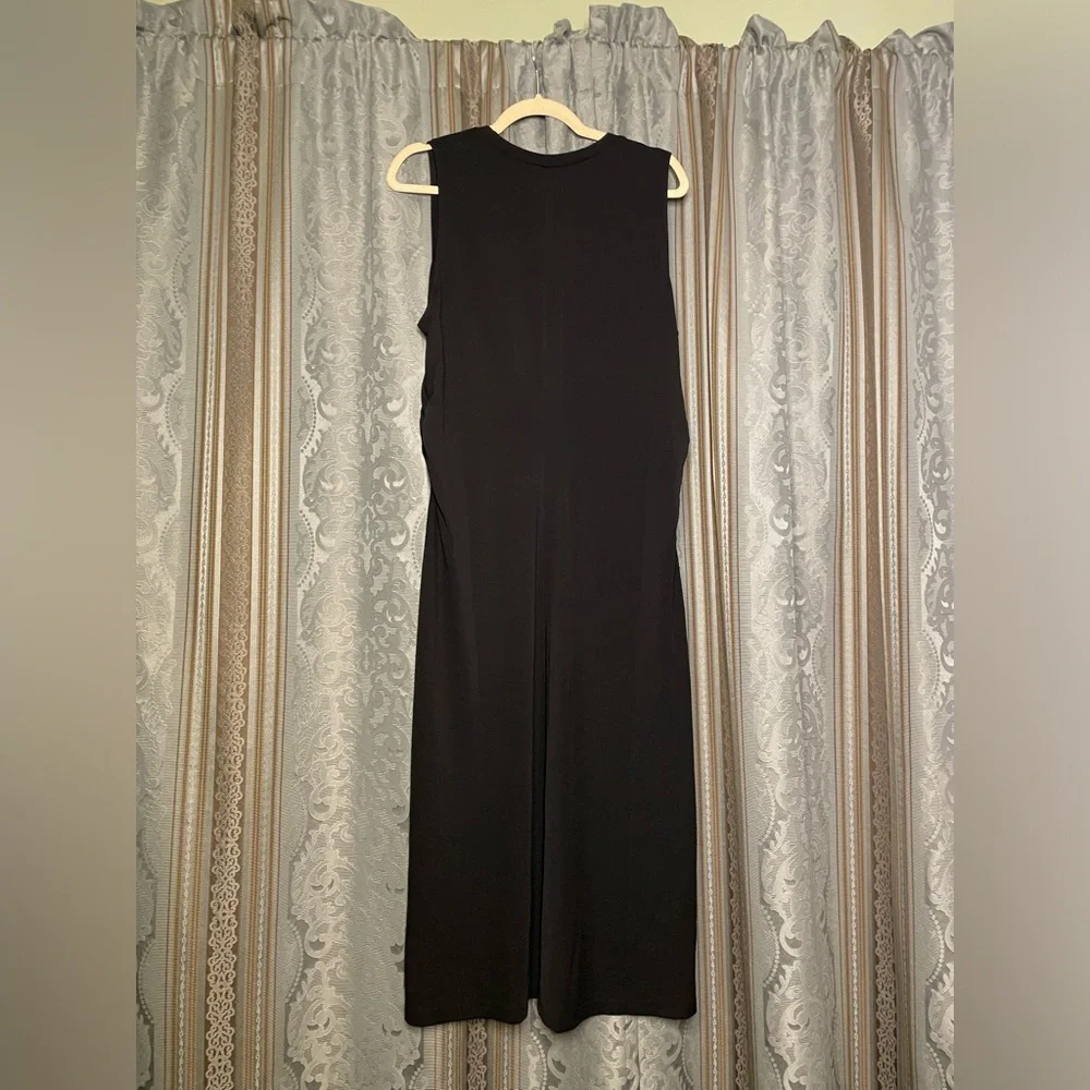 SPANX Sleek Jersey Crewneck Ruched Midi Dress Black